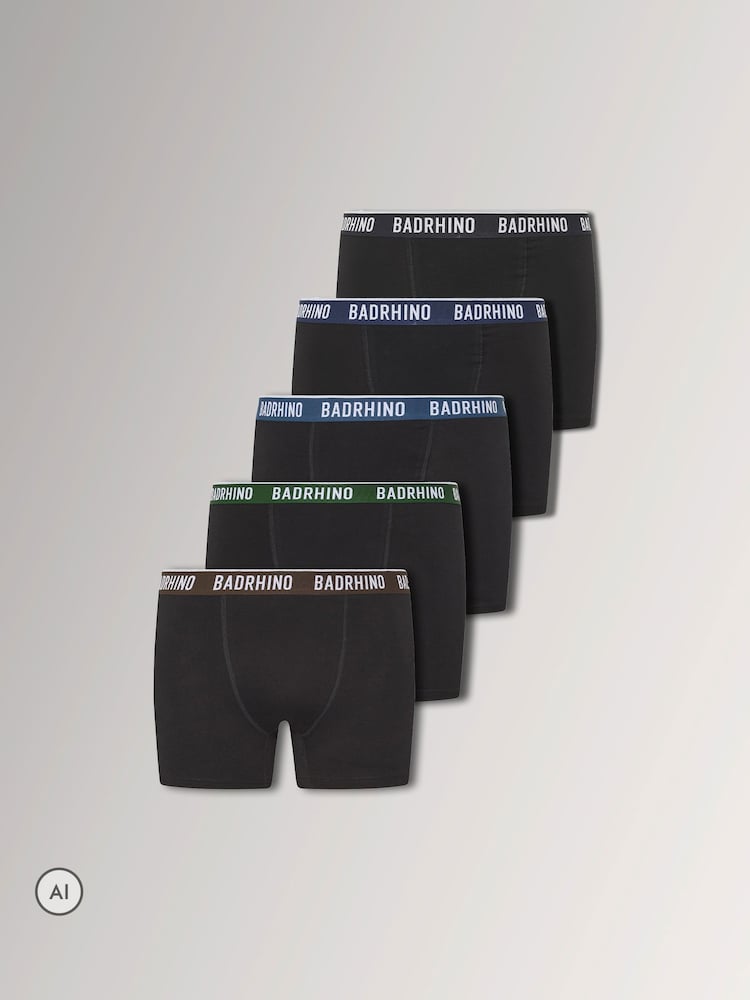 BadRhino Big & Tall Black Boxers 5 Pack - Image 1 of 8 BadRhino Big & Tall Black Boxers 5 Pack - Image 1 of 8