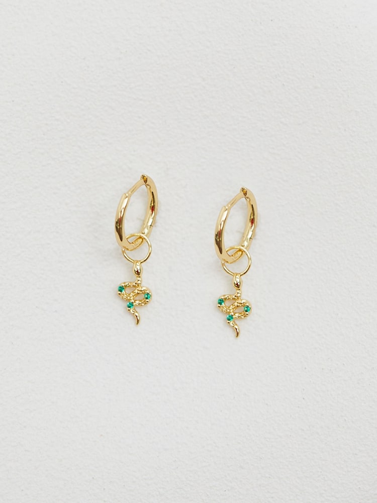 Inicio Gold Brass Serpant Charm Earrings - Image 2 of 4