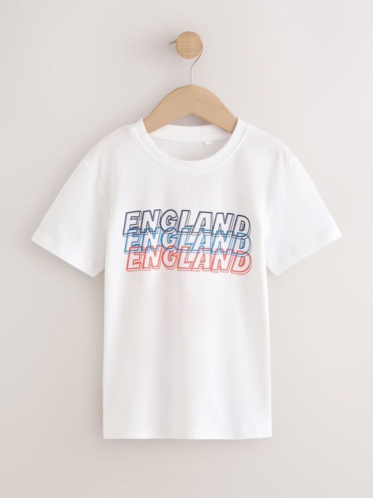 White England Short Sleeve Graphic Football T-Shirt (3-16yrs) - Image 1 of 4