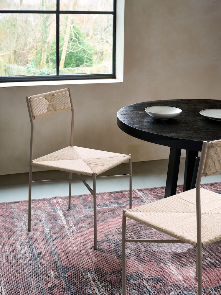 French Connection Stone and Natural Woven Shlip Dining Chairs Set Of 2 - Image 1 of 6