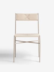 French Connection Stone and Natural Woven Shlip Dining Chairs Set Of 2 - Image 2 of 6