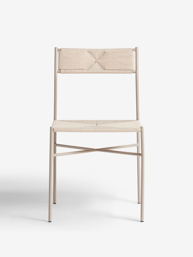 French Connection Stone and Natural Woven Shlip Dining Chairs Set Of 2 - Image 2 of 6