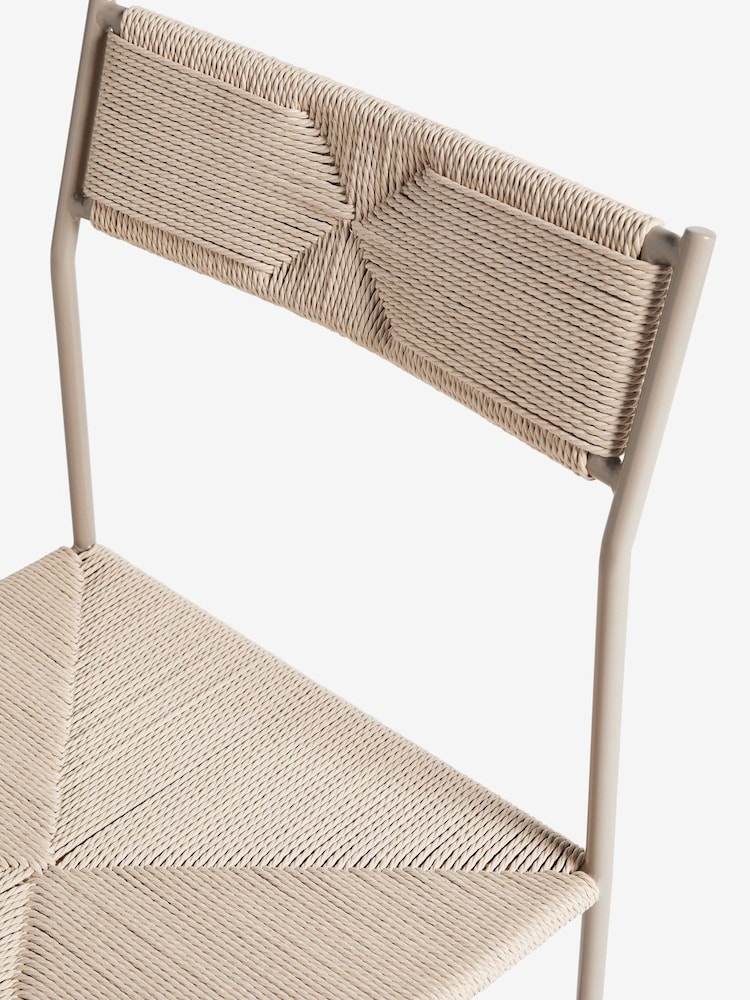 French Connection Stone and Natural Woven Shlip Dining Chairs Set Of 2 - Image 6 of 6