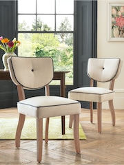 Nina Campbell Set of 2 Natural Ashburn Oak Effect Leg Dining Chairs - Image 1 of 6