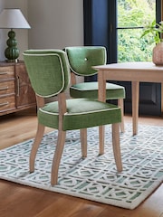 Nina Campbell Set of 2 Carmel Green Ashburn Oak Effect Leg Dining Chairs - Image 1 of 7
