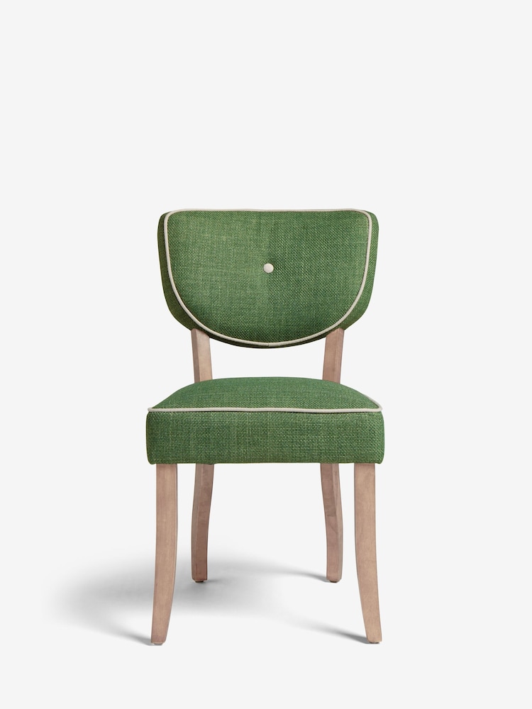 Nina Campbell Set of 2 Carmel Green Ashburn Oak Effect Leg Dining Chairs - Image 2 of 7