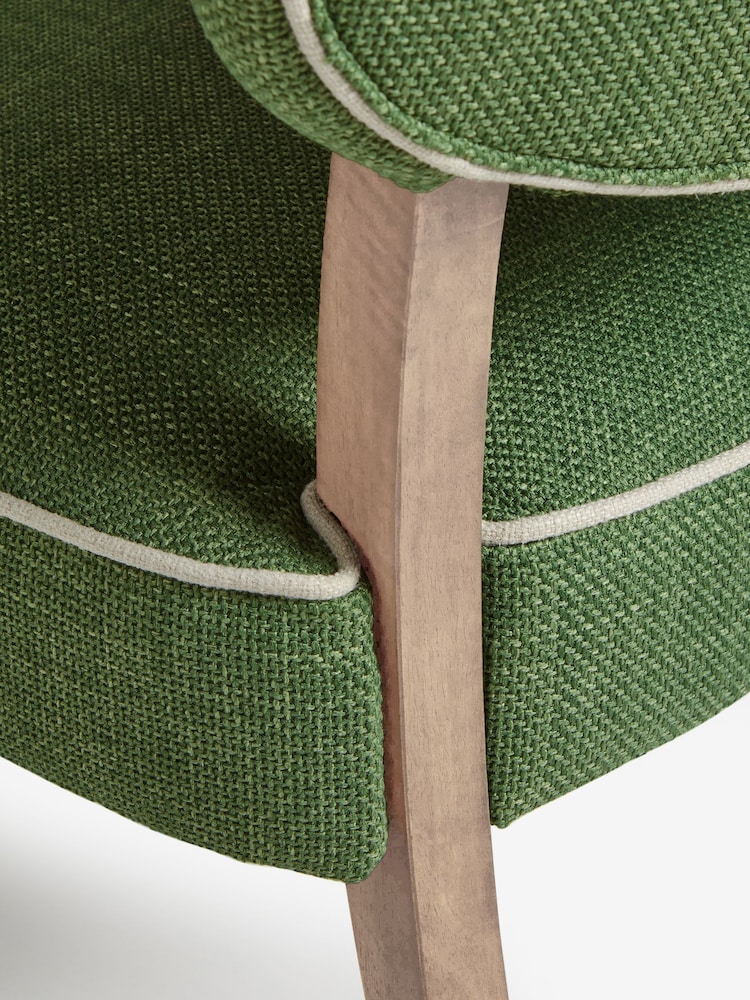 Nina Campbell Set of 2 Carmel Green Ashburn Oak Effect Leg Dining Chairs - Image 7 of 7