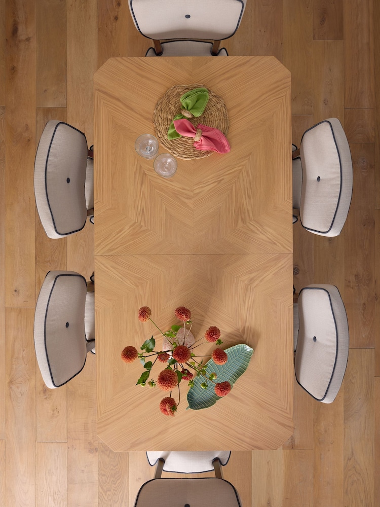 Nina Campbell Light Oak Tedworth 6 to 8 Seater Extending Dining Table - Image 4 of 8
