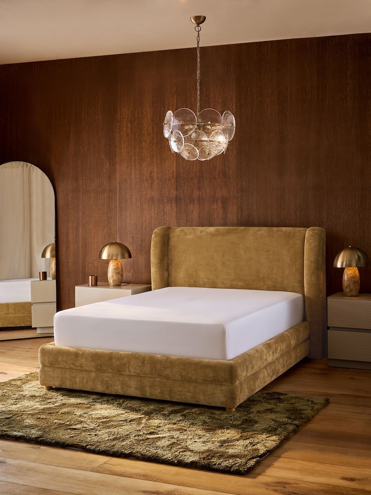 Relaxed Chenille Ochre Yellow Fordham Upholstered Ottoman Storage Bed Frame - Image 2 of 8 Relaxed Chenille Ochre Yellow Fordham Upholstered Ottoman Storage Bed Frame - Image 2 of 8