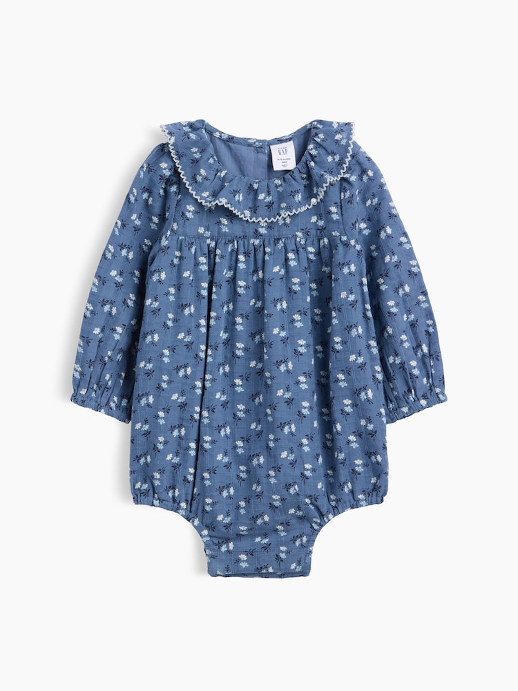 Gap Ruffle Collar Floral Bubble Bodysuit (0-24mths) - Imagen 1 de 3 Gap Ruffle Collar Floral Bubble Bodysuit (0-24mths) - Imagen 1 de 3