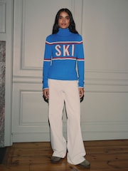 Blue Ski Slogan Long Sleeve Roll Neck Jumper - Image 2 of 7