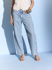 Verzierung, Mittelblau - Barrel Jeans 100% Baumwolle - Bild 3 von 6