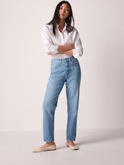 Mid Blue 100% Cotton Column Mom Jeans - Image 1 of 7