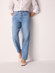 Mid Blue 100% Cotton Column Mom Jeans - Image 2 of 7
