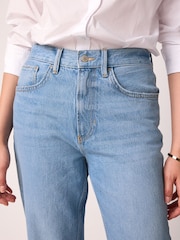 Mid Blue 100% Cotton Column Mom Jeans - Image 4 of 7