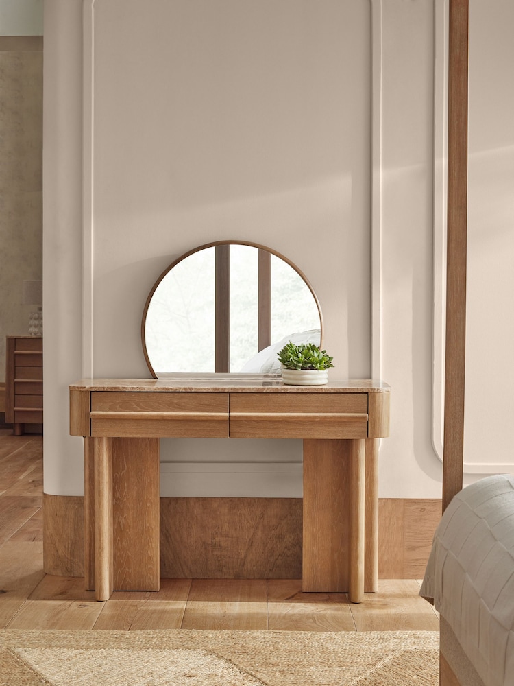 Mid Natural Aviano N. Premium Oak Veneer Console Dressing Table - Image 2 of 10