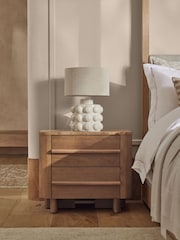 Mid Natural Aviano N. Premium Oak Veneer 2 Drawer Wide Bedside Table - Image 1 of 9