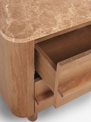 Mid Natural Aviano N. Premium Oak Veneer 2 Drawer Wide Bedside Table - Image 10 of 11