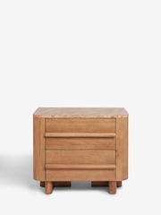 Mid Natural Aviano N. Premium Oak Veneer 2 Drawer Wide Bedside Table - Image 5 of 9