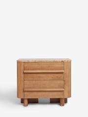 Mid Natural Aviano N. Premium Oak Veneer 2 Drawer Wide Bedside Table - Image 6 of 9