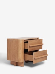 Mid Natural Aviano N. Premium Oak Veneer 2 Drawer Wide Bedside Table - Image 7 of 9