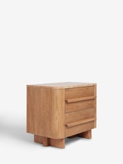 Mid Natural Aviano N. Premium Oak Veneer 2 Drawer Wide Bedside Table - Image 8 of 9