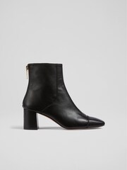 LK Bennett Black Stitch Block Heel Maxine Ankle Boots - Image 1 of 4