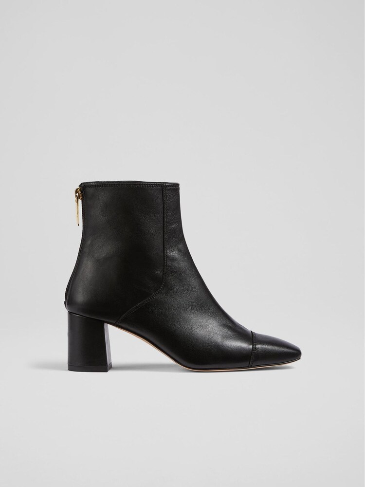 LK Bennett Black Stitch Block Heel Maxine Ankle Boots - Image 1 of 4