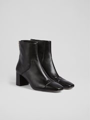 LK Bennett Black Stitch Block Heel Maxine Ankle Boots - Image 2 of 4