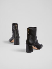 LK Bennett Black Stitch Block Heel Maxine Ankle Boots - Image 3 of 4