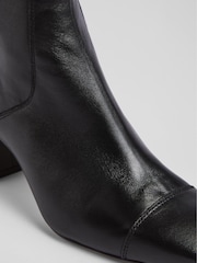 LK Bennett Black Stitch Block Heel Maxine Ankle Boots - Image 4 of 4