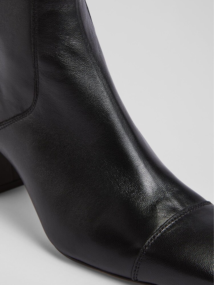 LK Bennett Black Stitch Block Heel Maxine Ankle Boots - Image 4 of 4