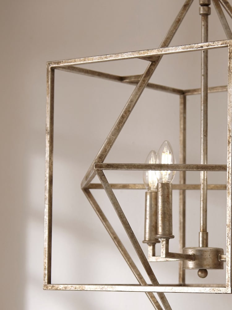 Pacific Silver Antique Cube Ceiling Light Pendant - Image 2 of 5