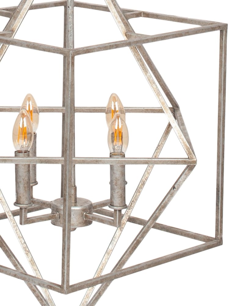 Pacific Silver Antique Cube Ceiling Light Pendant - Image 5 of 5