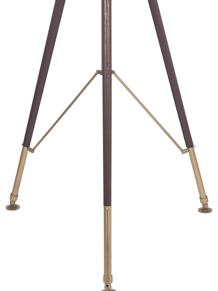Pacific Brass Tan Leather and Antique Brass Tripod Floor Lamp - Image 5 of 5