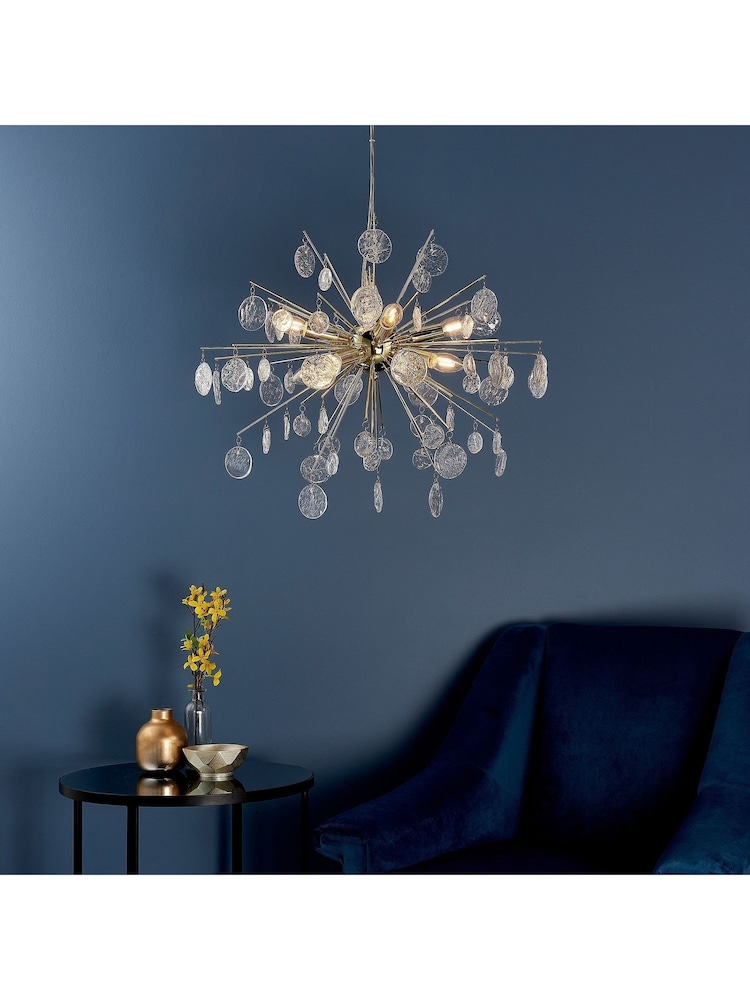 Gallery Home Gold Tara 8 Light Ceiling Light Pendant - Image 1 of 8 Gallery Home Gold Tara 8 Light Ceiling Light Pendant - Image 1 of 8