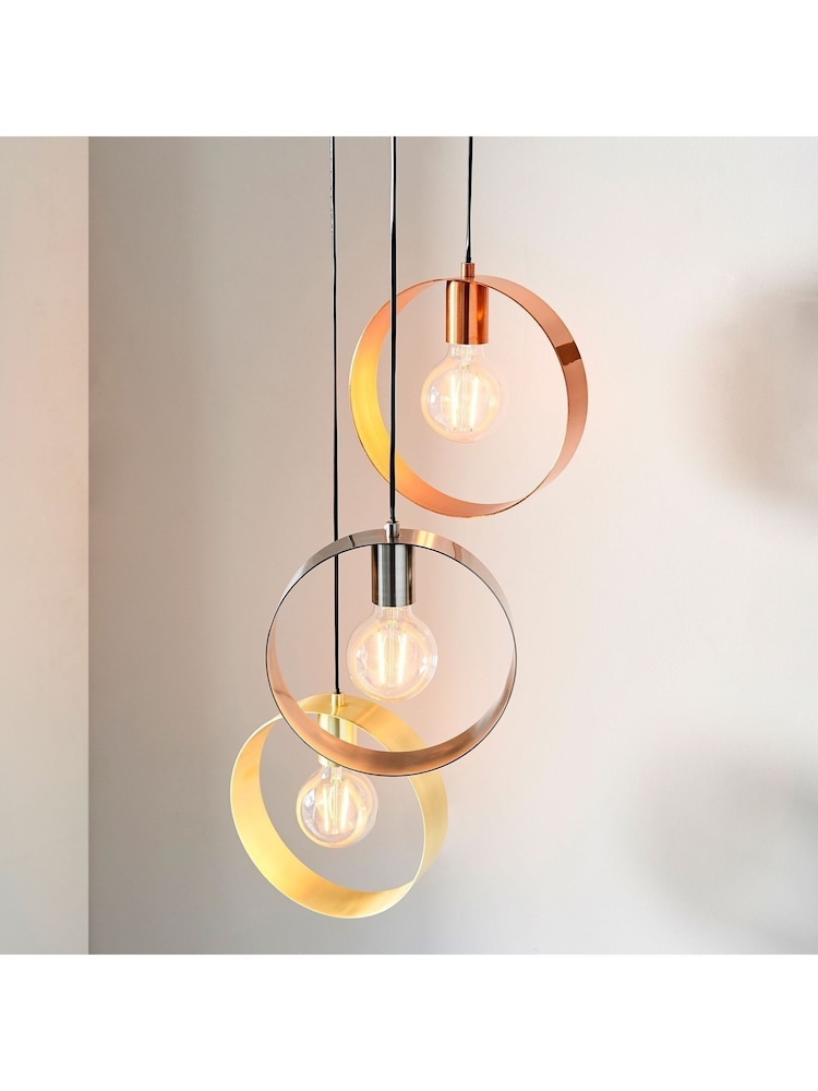 Gallery Home Brass Circle 3 Ceiling Light Pendant - Image 1 of 6