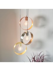 Gallery Home Brass Circle 3 Ceiling Light Pendant - Image 2 of 6