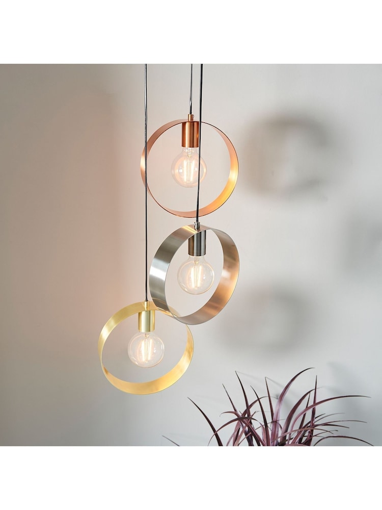 Gallery Home Brass Circle 3 Ceiling Light Pendant - Image 2 of 6