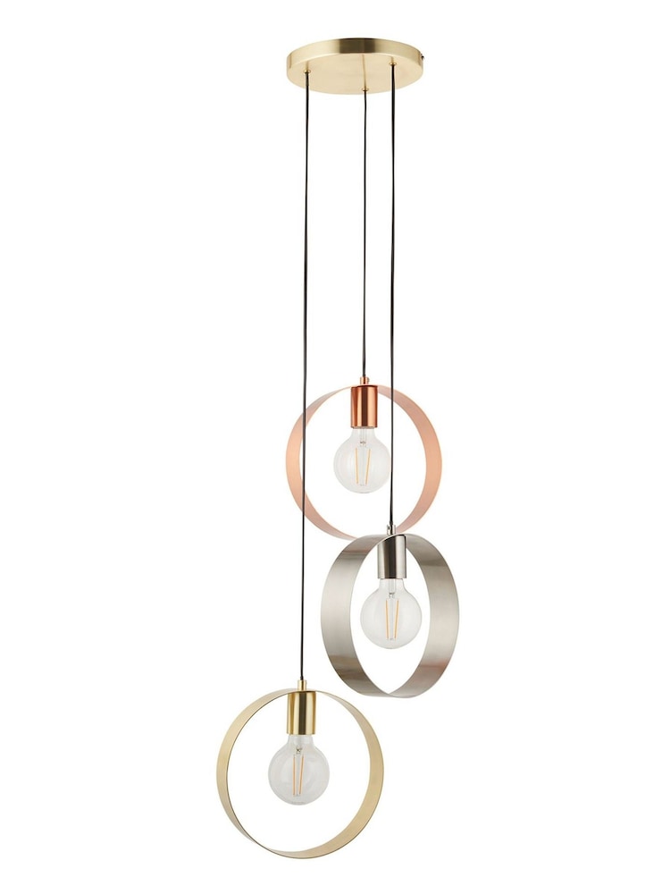 Gallery Home Brass Circle 3 Ceiling Light Pendant - Image 6 of 6