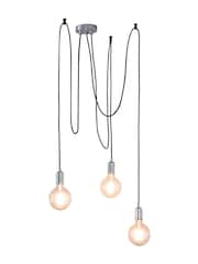 Gallery Home Chrome Industrial 3 Cluster Chrome Ceiling Light Pendant - Image 3 of 3