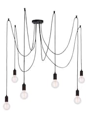 Gallery Home Chrome/Matt Black Industrial Chrome Pendant Ceiling Light - Image 2 of 2