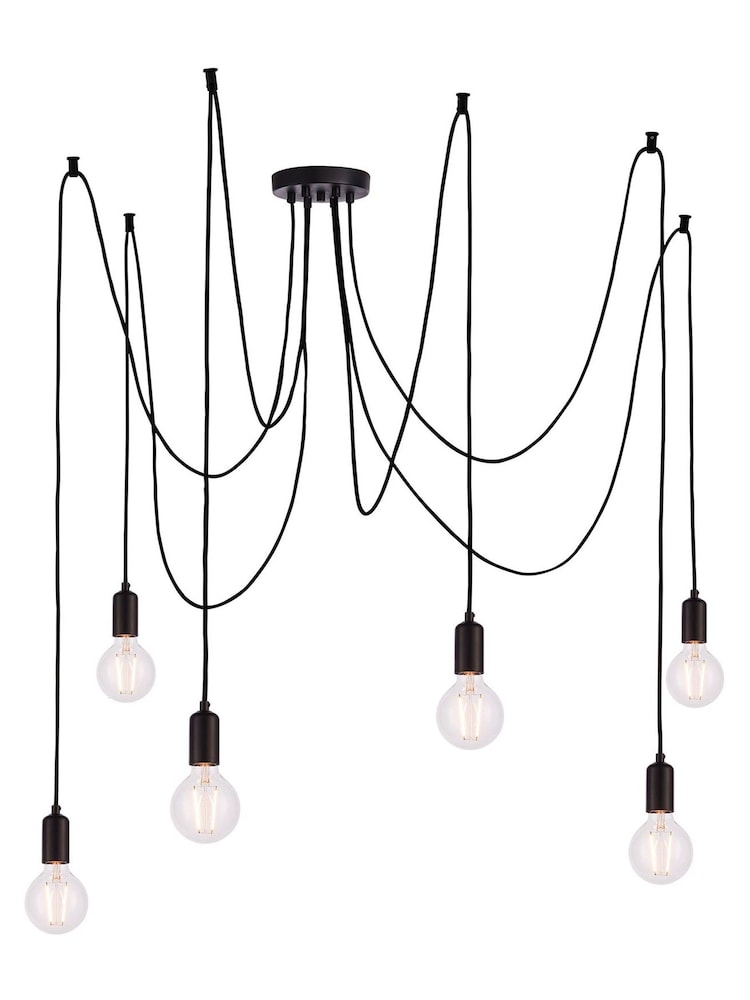 Gallery Home Chrome/Matt Black Industrial Chrome Pendant Ceiling Light - Image 2 of 2