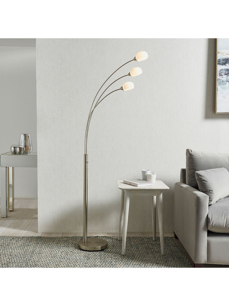 Gallery Home Silver James 3 Bulb Floor Lamp - Image 1 of 8
