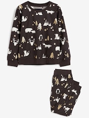 Monochrome Christmas Animal Matching Family Kids Pyjamas (9mths-16yrs) - Image 1 of 1