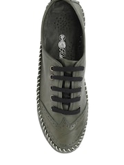 Pavers Green Ladies Leather Lace-Up Trainers - Image 4 of 5