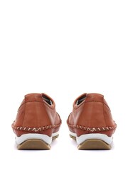 Pavers Tan Ladies Leather Lace-Up Trainers - Image 2 of 5
