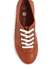 Pavers Tan Ladies Leather Lace-Up Trainers - Image 4 of 5