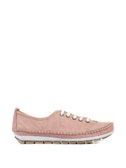 Pavers Rose Pink Ladies Leather Lace-Up Trainers - Image 1 of 5