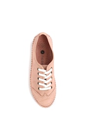 Pavers Rose Pink Ladies Leather Lace-Up Trainers - Image 4 of 5